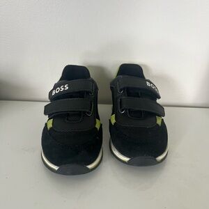 BOSS Kids Black and Green Sneakers